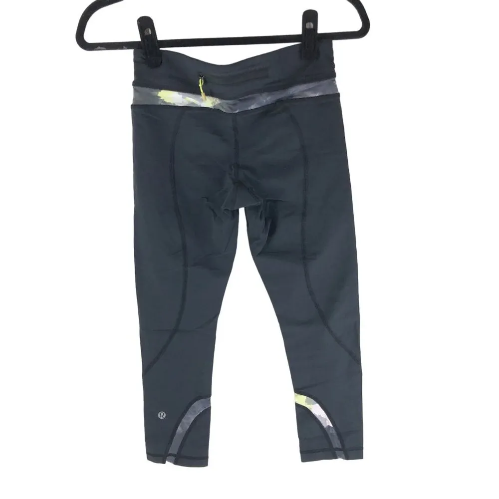Lululemon Womens Lululemon Run: Inspire Crop II Citron Tinted Canvas Black 4 - Image 2