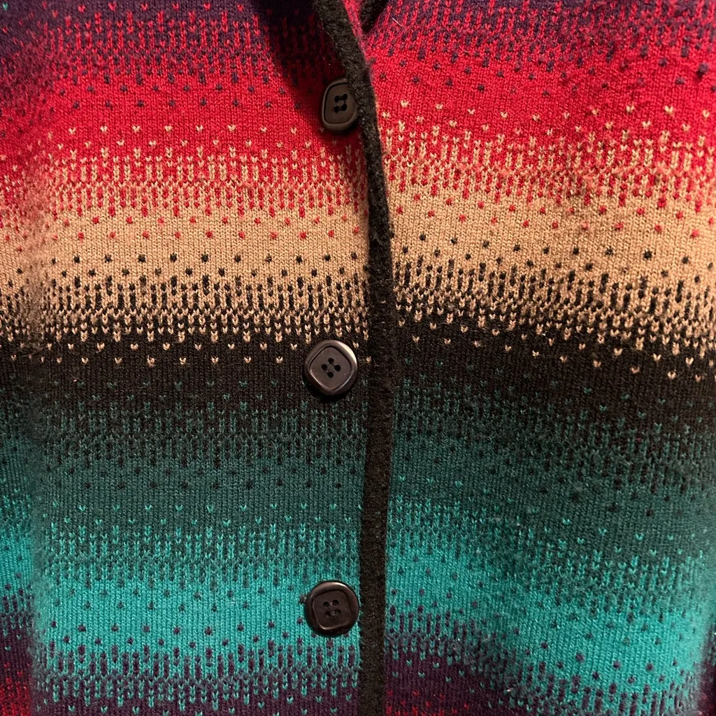 Vintage Southern Lady Southwestern Striped Sweater Cardigan XL - Image 4
