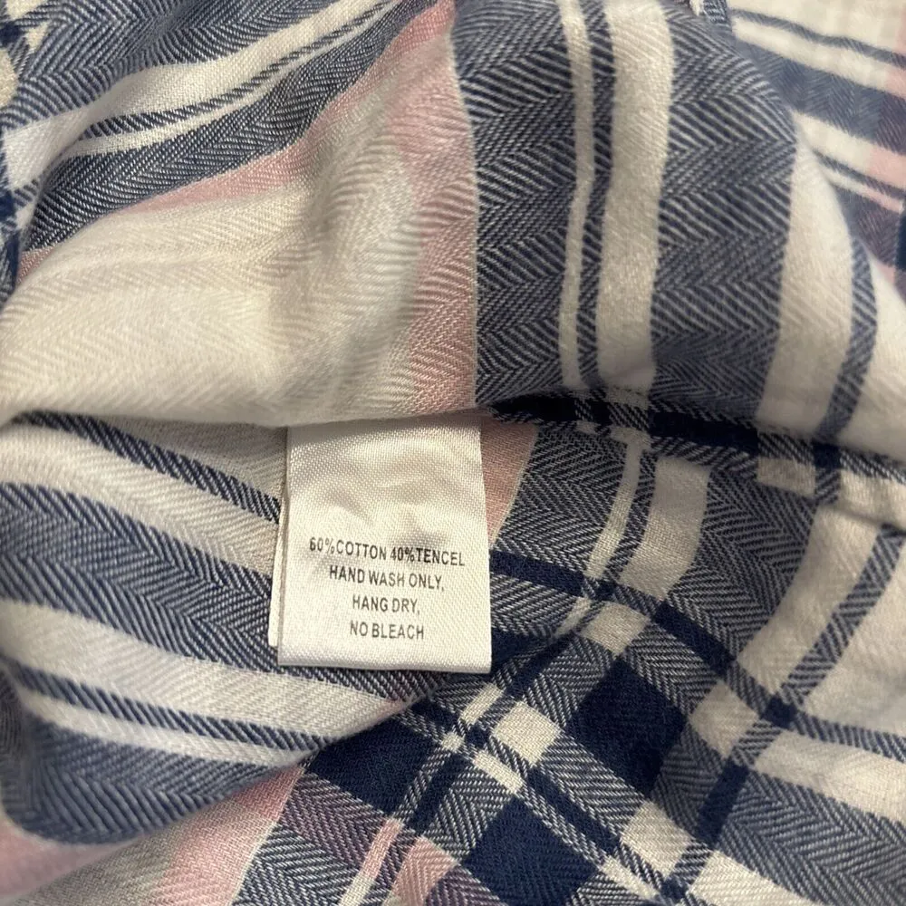 UNTUCKit Women's De Toren Plaid Flannel Blue Pink White Shirt Size 10 NWOT - Image 6