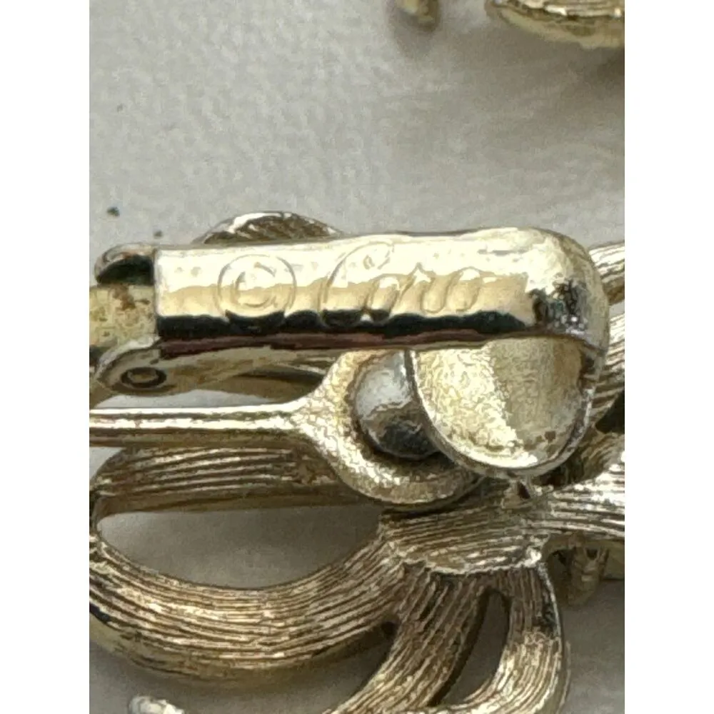 Vintage Coro stamped Spikey with rhinestone clip on earrings - Image 6