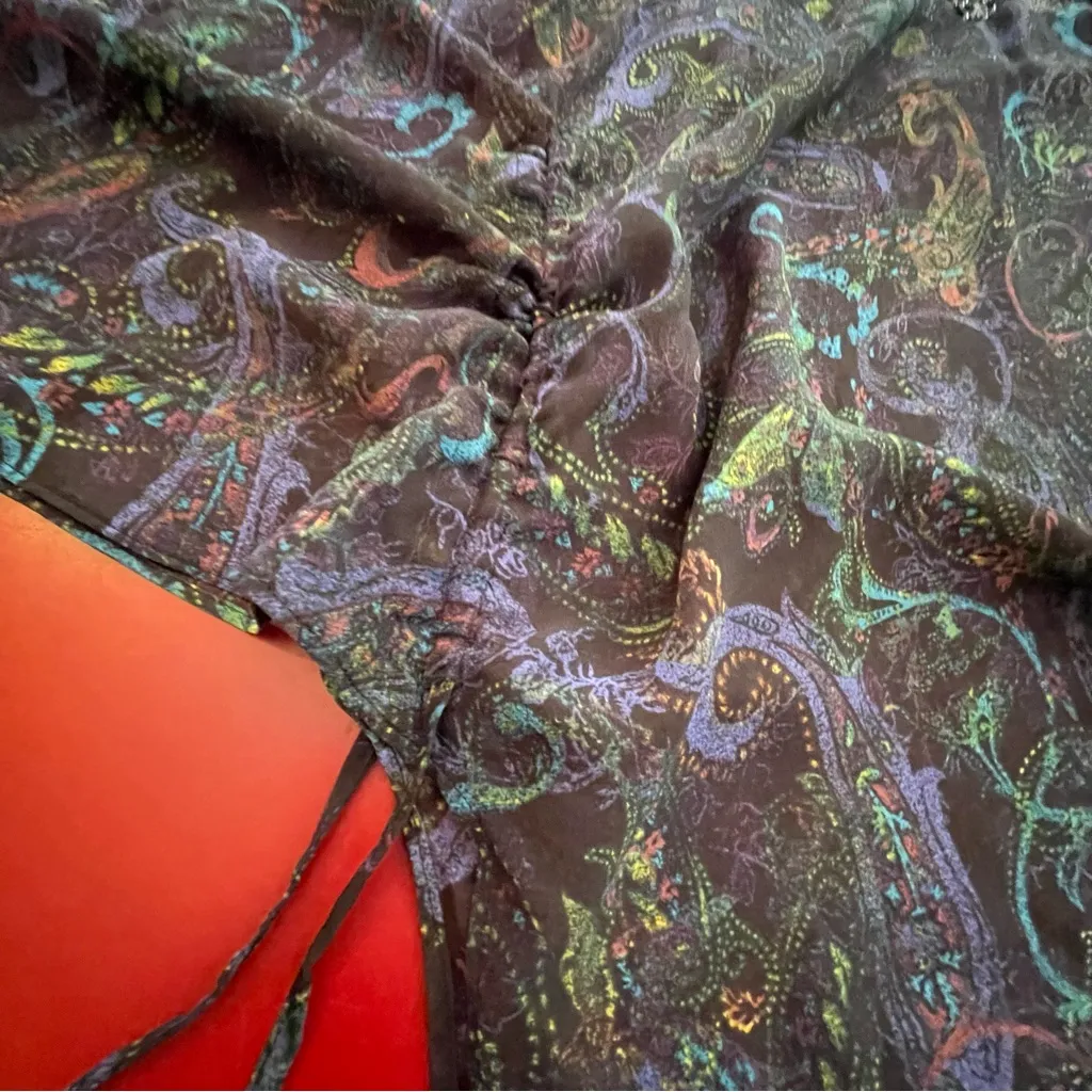 Chico’s Silk Kimono Top S/M Sheer Paisley Boho WhimsiGoth Festival Fairycore - Image 6