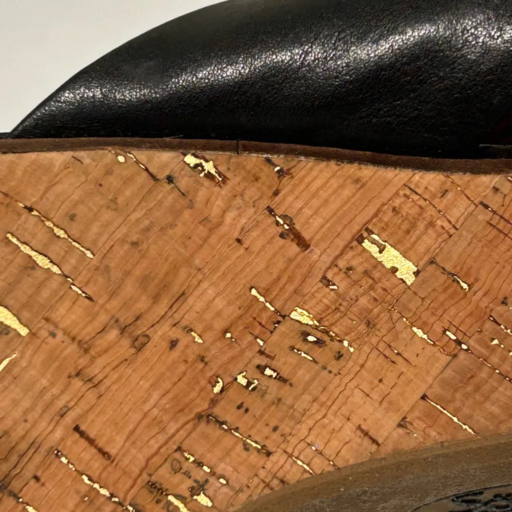 Sofft Leather Wedge Sandals Slip On Black Size 9.5 - Image 12