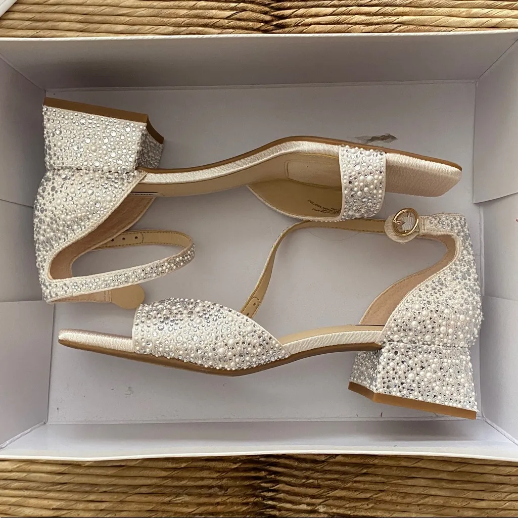 Alex Marie Belami Pearl Square Toe Dress Sandals Size 8.5 - Image 5