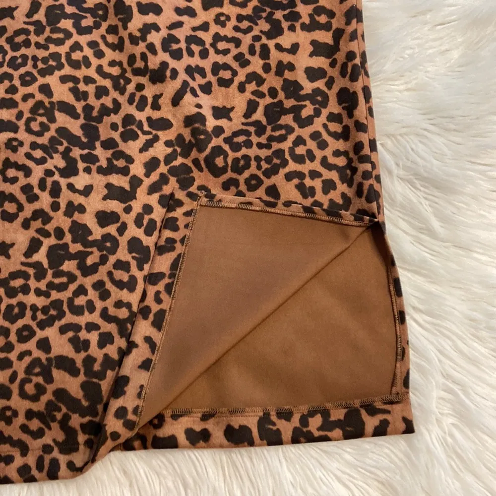 ERIC MID Leopard Print Brown Skirt size L brand new length 27” waist 34” elastic Size L - Image 5