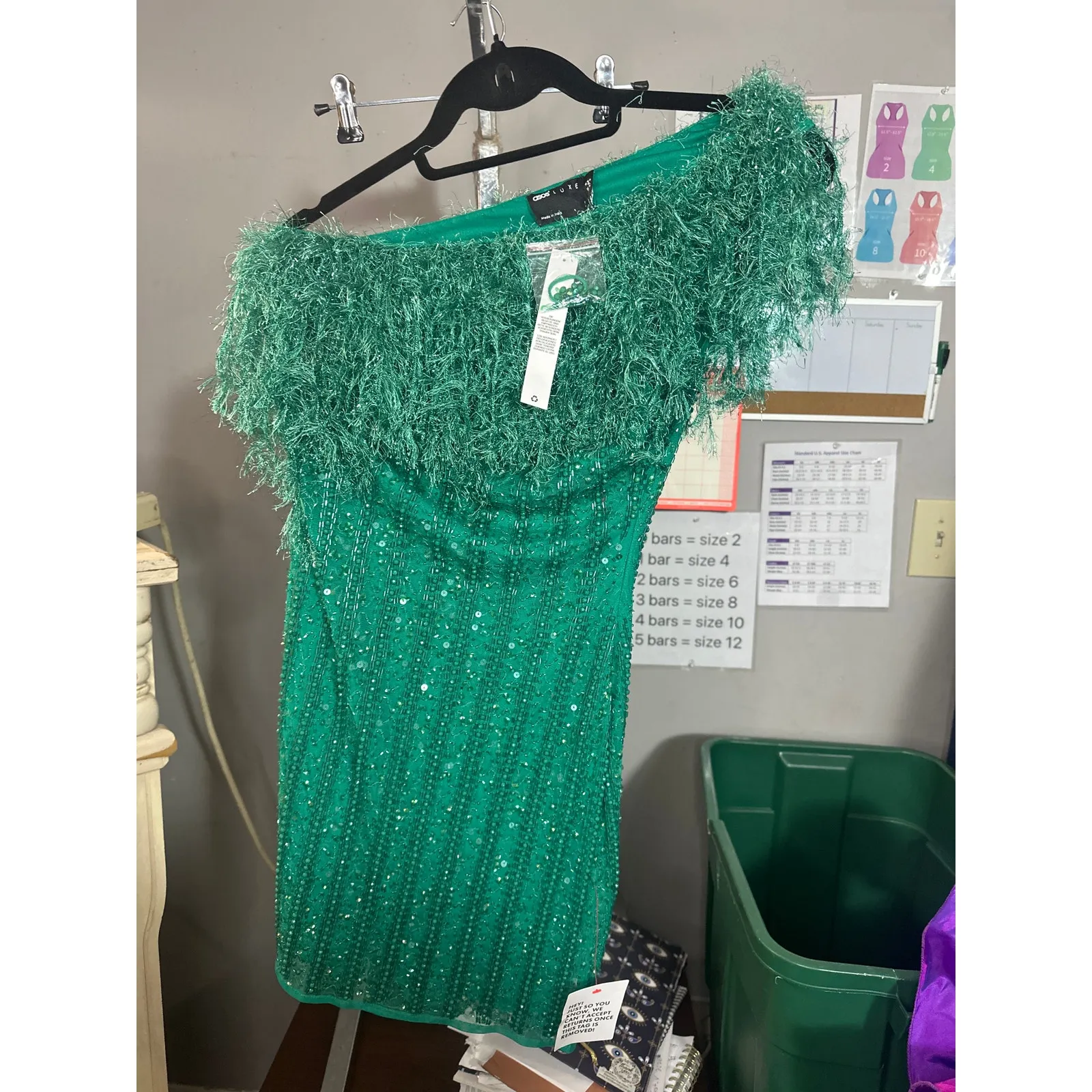 ASOS LUXE one shoulder faux feather sequin beaded mini dress - Image 4