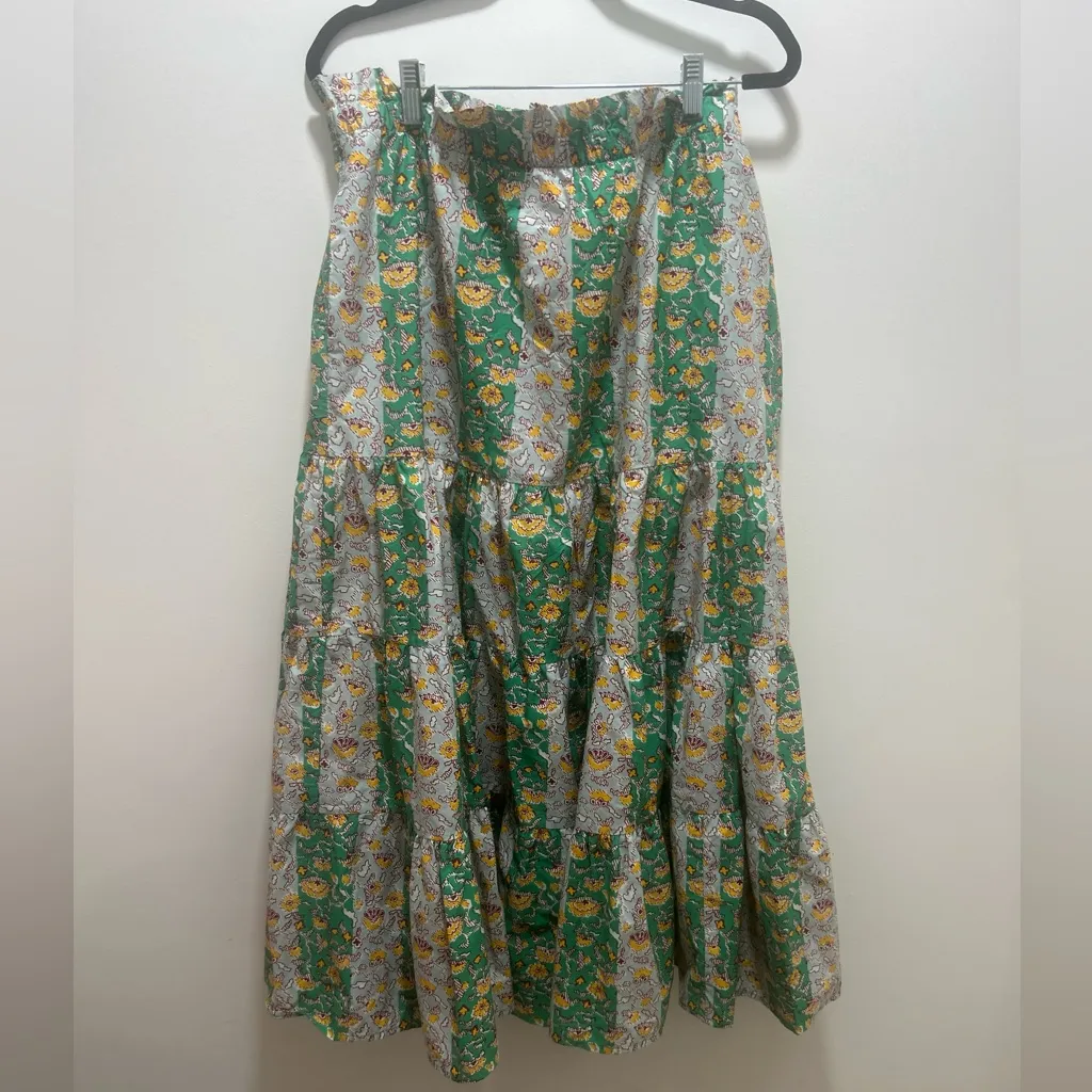 RHODE X Target Whimsical Floral Tiered Midi Top & Skirt Set Green Size L NWOT Size L - Image 6