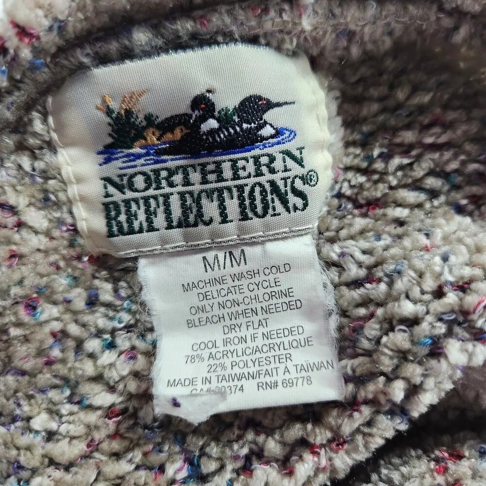 Vintage Northern Reflections M Knit Cardigan Button Sweater Gray Speckled FLAW - Image 4