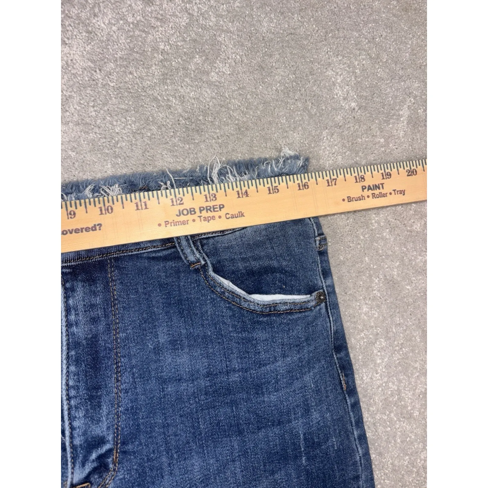 risen patchwork jeans ankle‎ flare raw hem size 32/15 Blue - Image 6