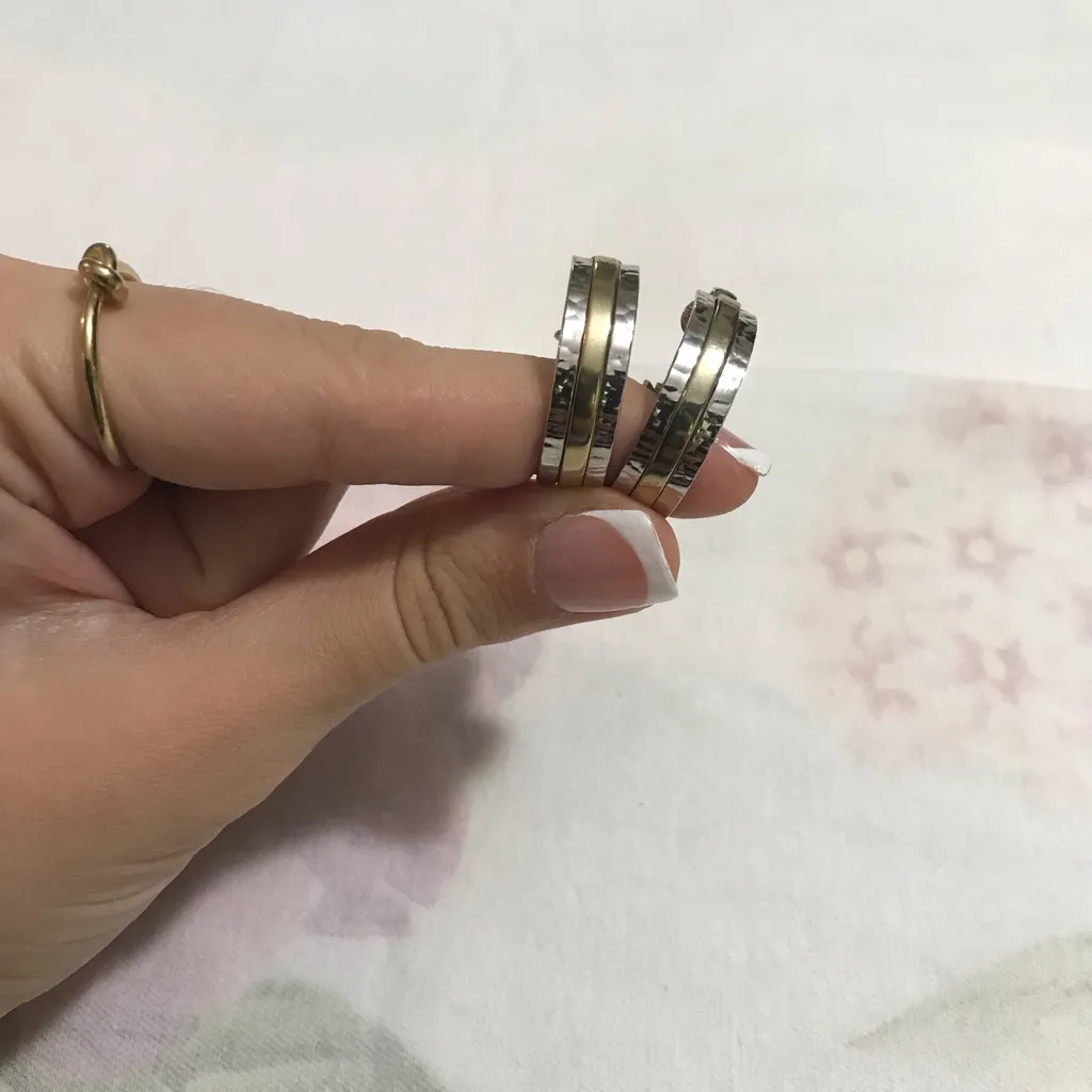 Avon Signed Gold and Silver Tone Clip On Hoop Earrings Excellent Condition - Image 2