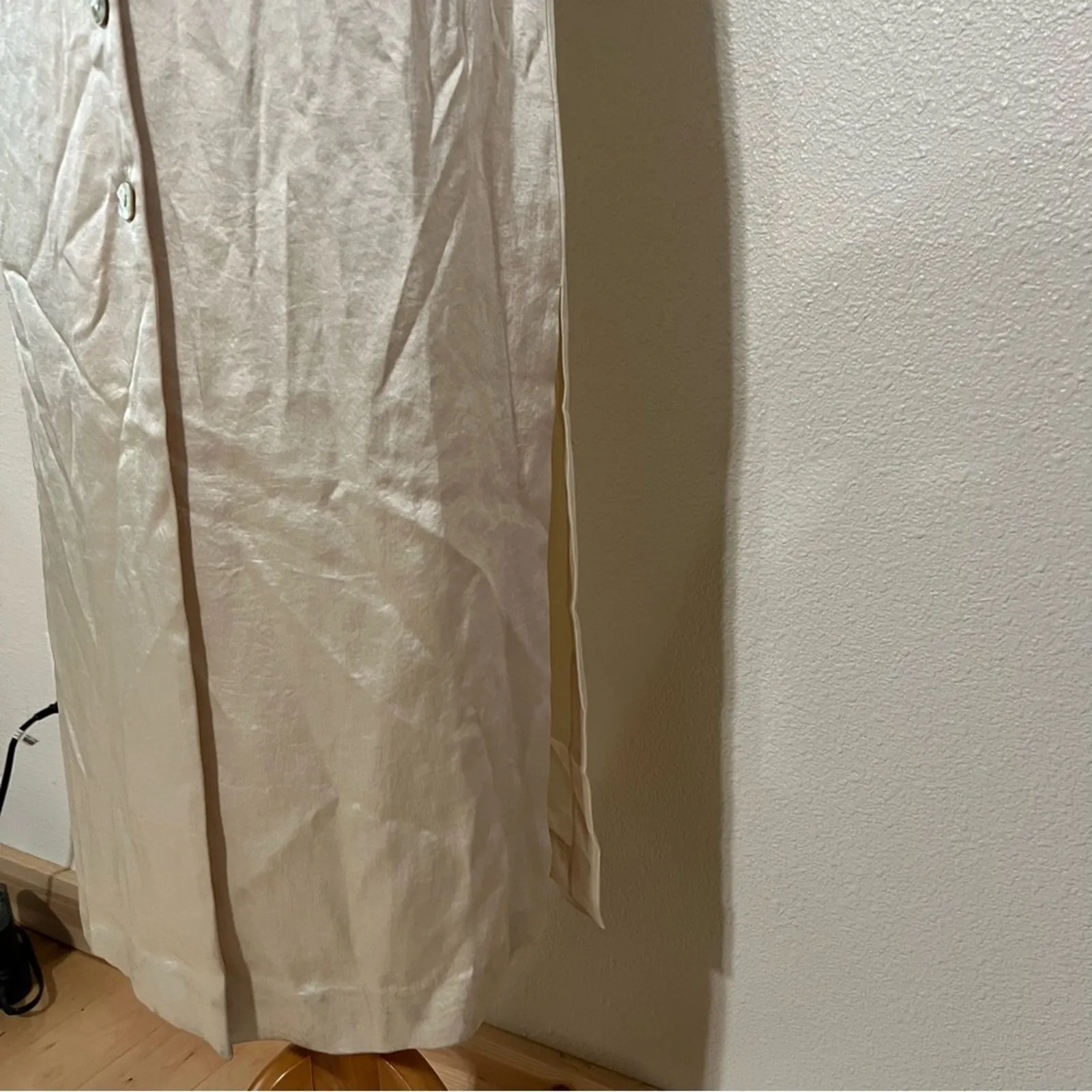 Nanushka Sayan tie waist button front satin midi slip dress - Image 4