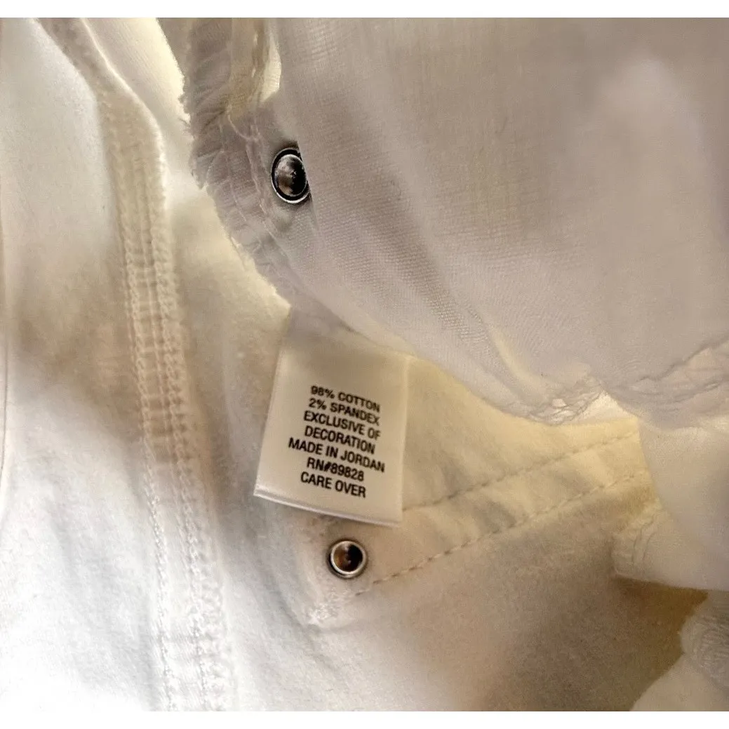 Laura Ashley WHITE JEANS Womens 10P Silver Stud Pocket Straight Leg Denim Cotton - Image 6