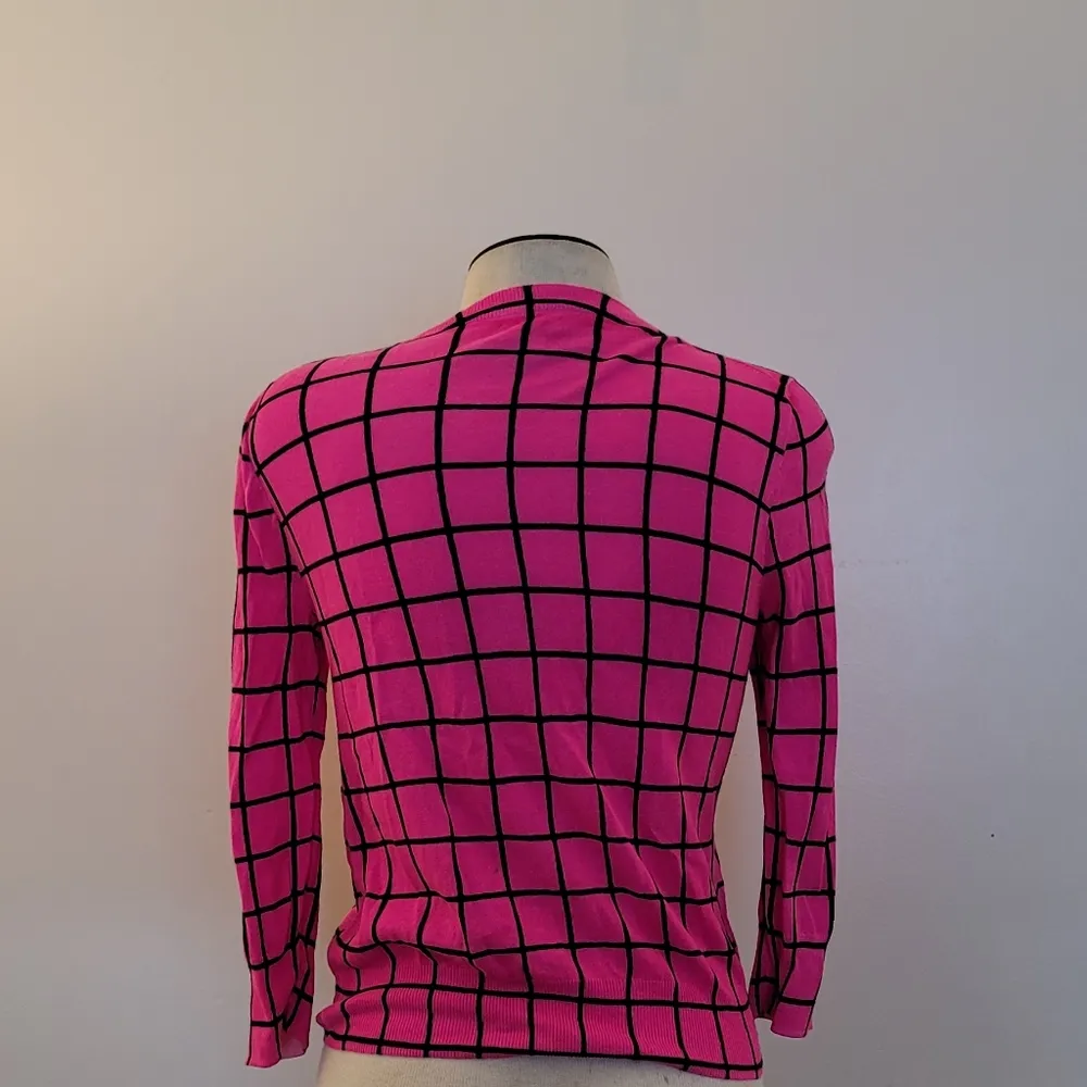 J.Crew Factory Pink Black Button Up All Cotton The Clare Cardigan S - Image 8