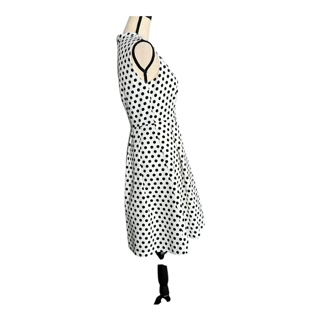Adrianna Papell Black & White Polka Dot Fit & Flare Midi Dress Sleeveless Size 2 - Image 8