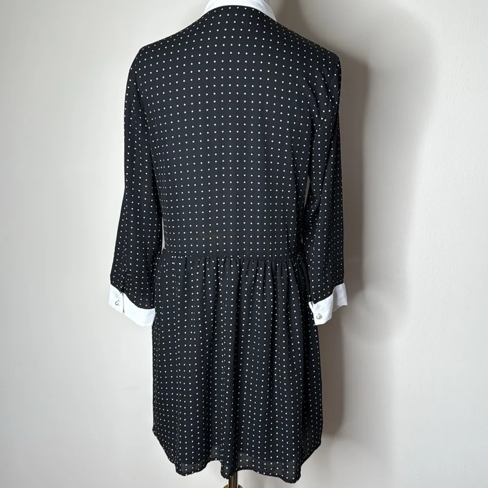 Zara Black and White Polka Dot Contrast Mini Dress - Image 8