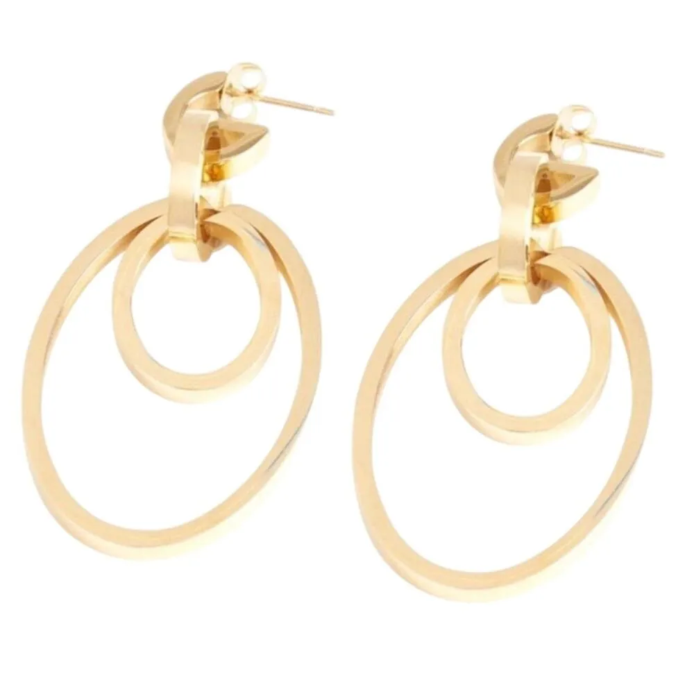 Vita Fede Cassio Adjustable Drop Earrings Gold Tone Hoop Loops Contemporary New - Image 6