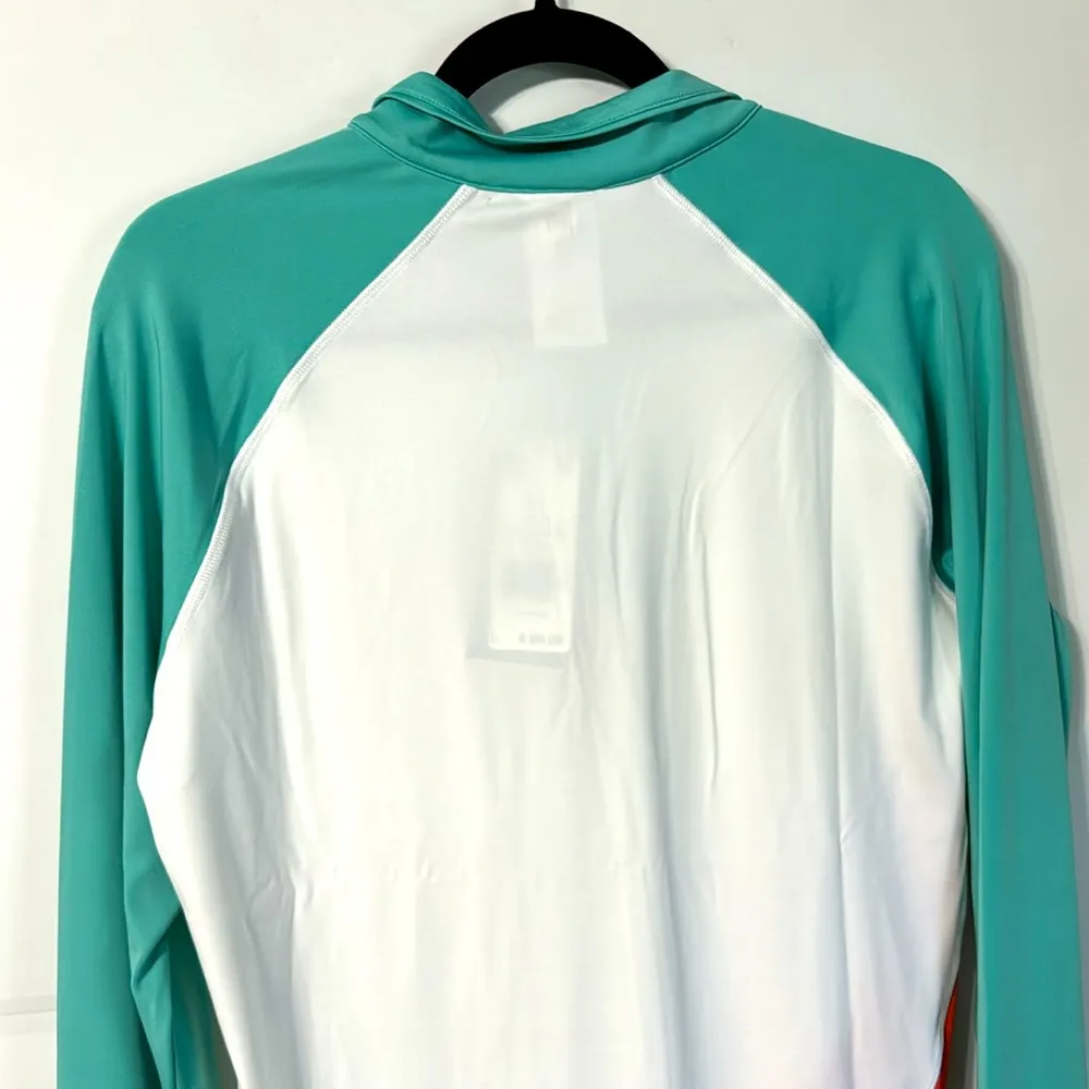 Reebok Running Carrera 1/4 Zip Speedwick L/S top White/Teal Size L NWT - Image 12