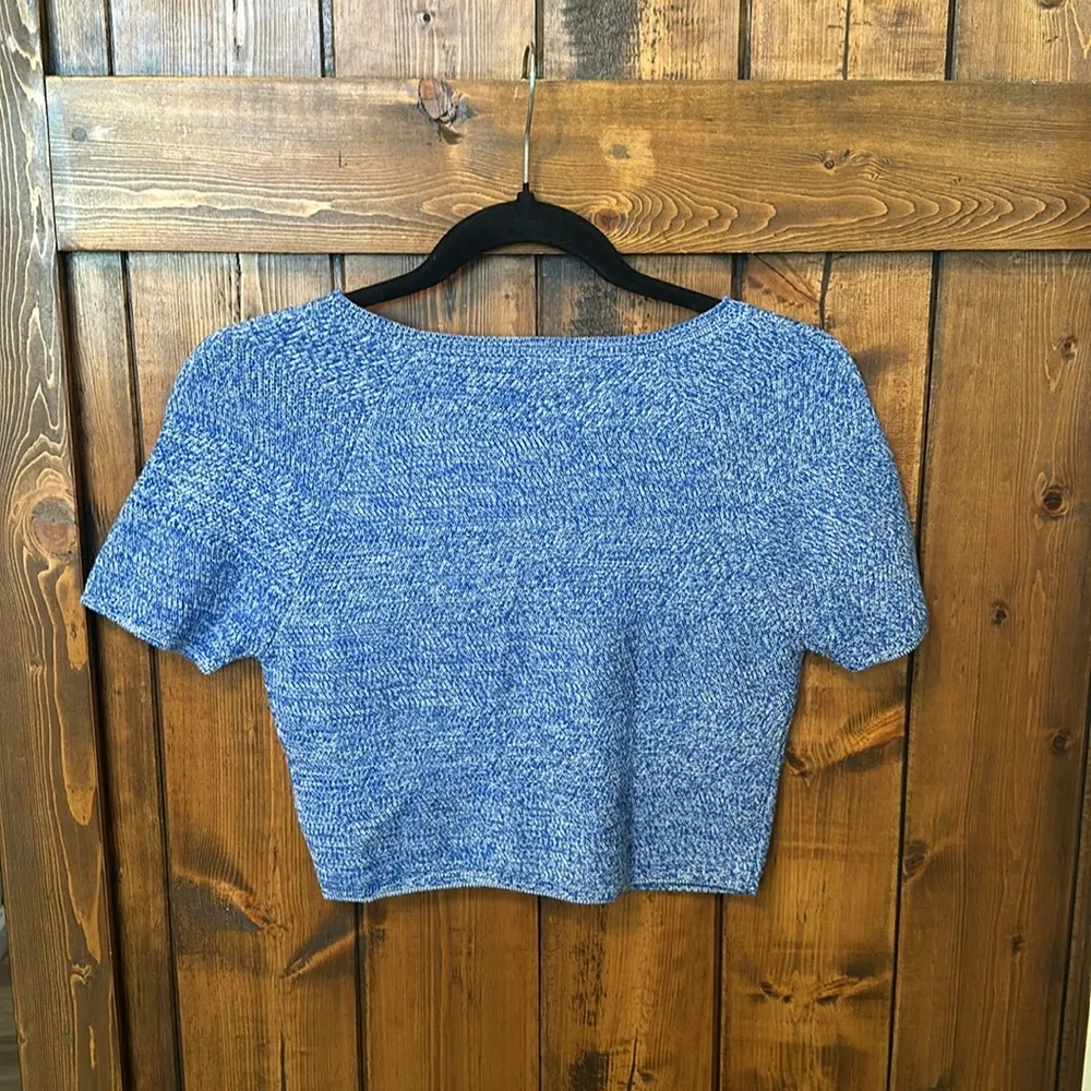 Alice + Olivia Solange Herringbone Knit Merino Wool Sweater Crop Top, Size S - Image 5