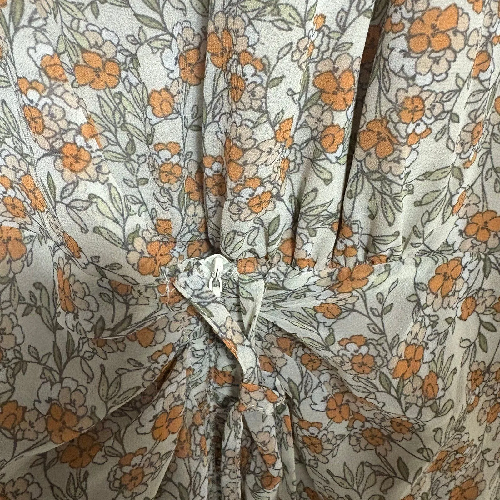 Wild Fern Pale‎ Pink Floral Ruched Dress Size Large - Image 7