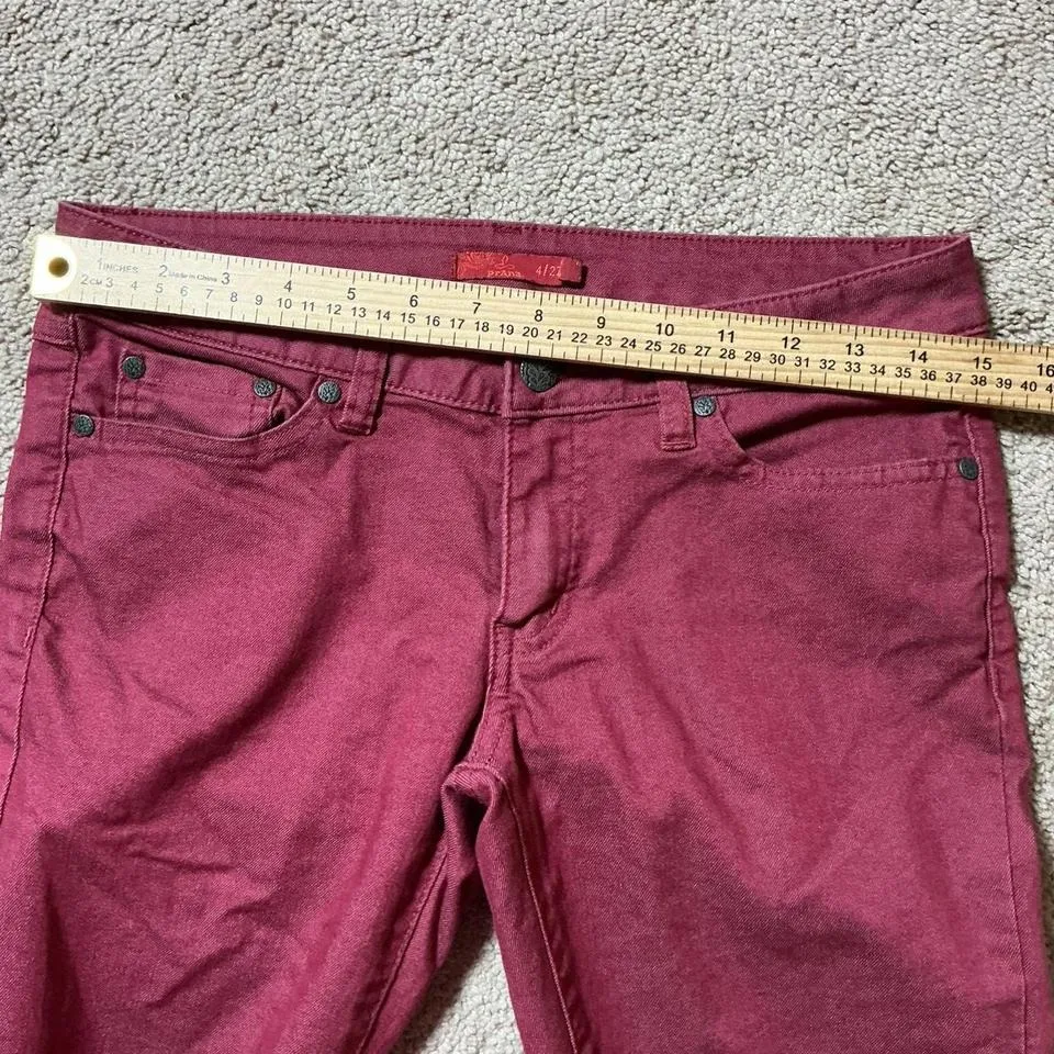 PrAna Women's Burgundy Red Orangic Cotton Skinny Leg Pants Size 4/27 - Image 4