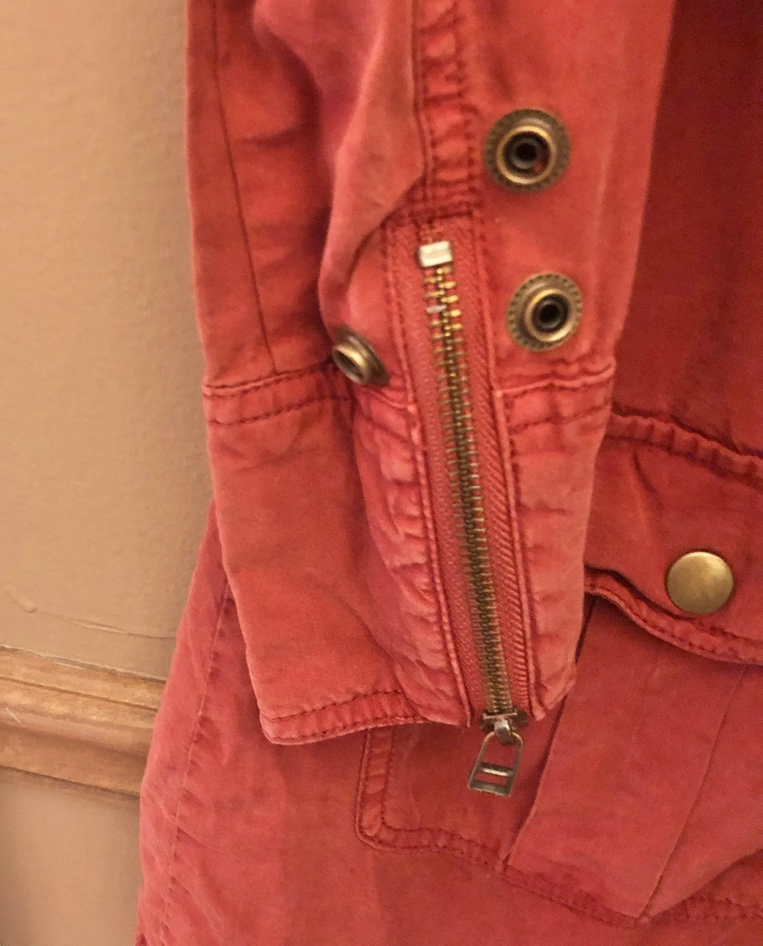 Pam & Gela Lace up Front Long sleeve Utility Dress Burnt orange XS/P - Image 9