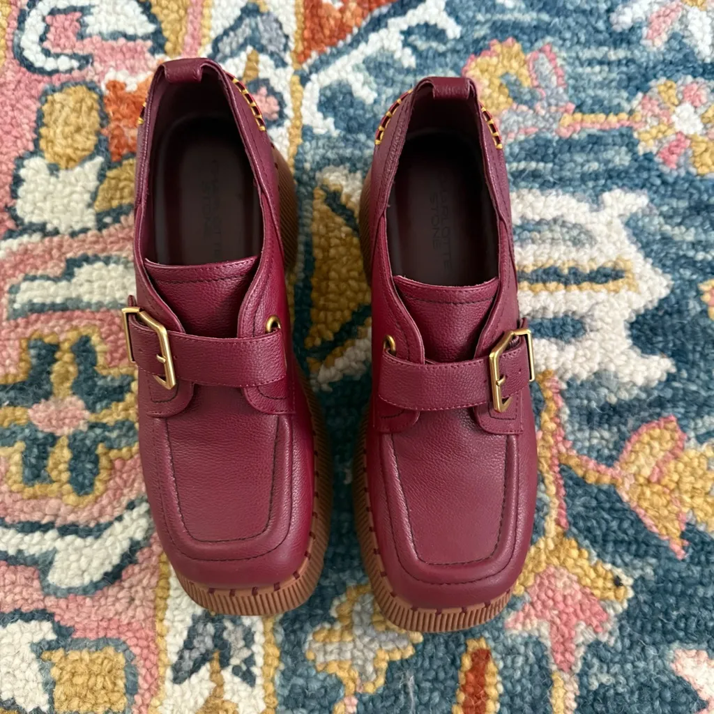 Charlotte Stone Billie Chunky Platform Loafer Heels In Carmine 10 - Image 3