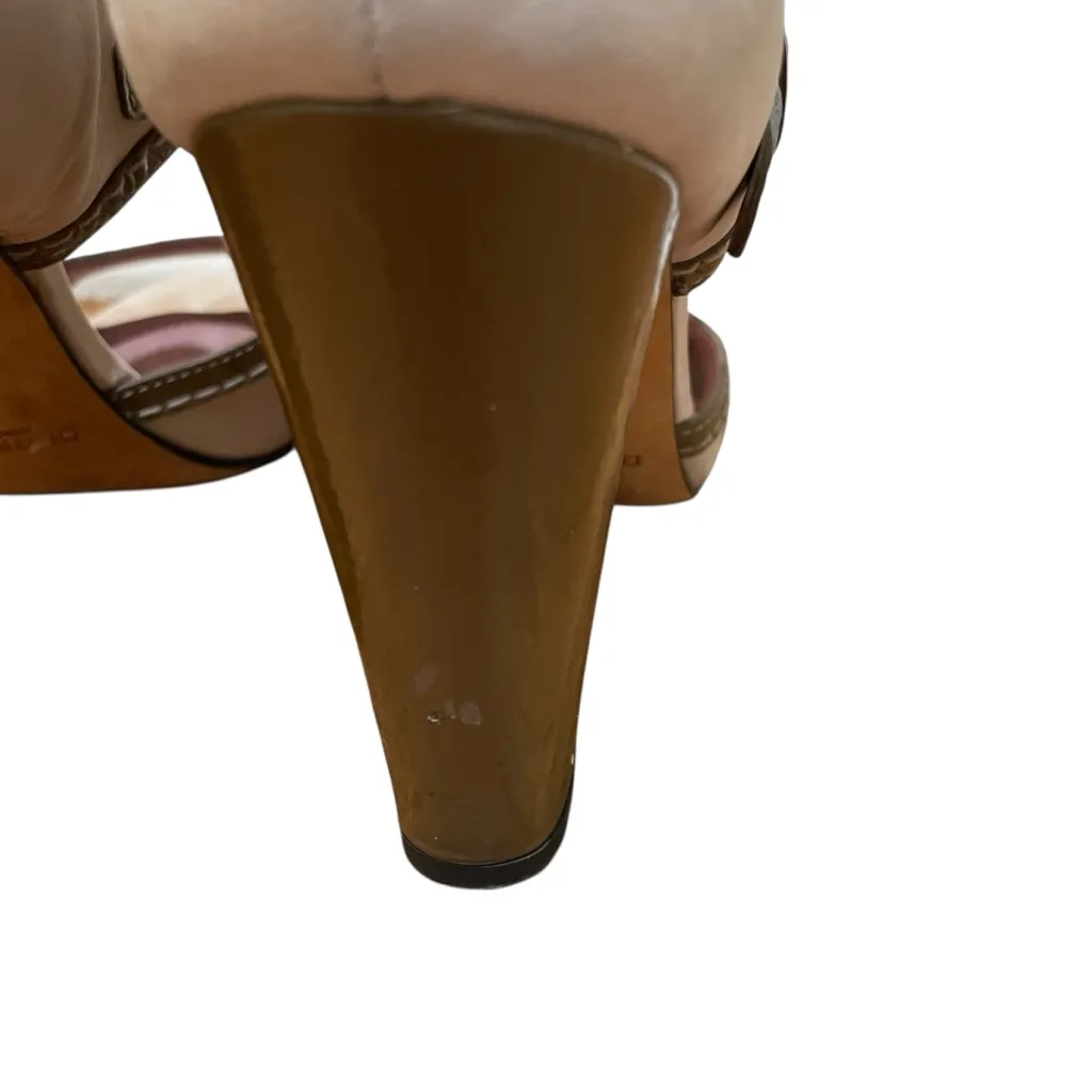 Derek Lam Two-Tone Peep Toe Block Heel Sandals Beige Brown Women’s Size 9 - Image 6