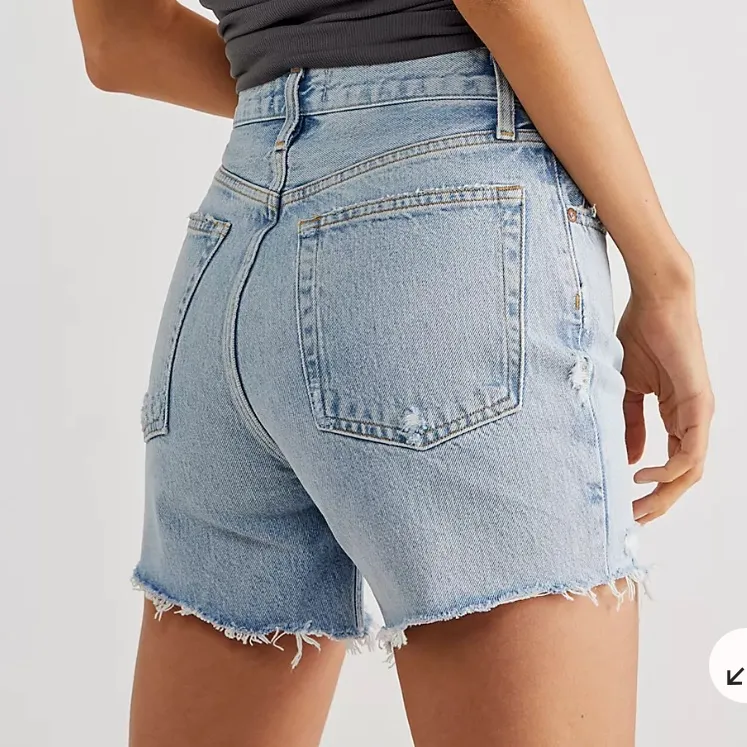AGOLDE X Free People Riley High Rise Denim Jean Shorts Groove Light Wash - Image 3