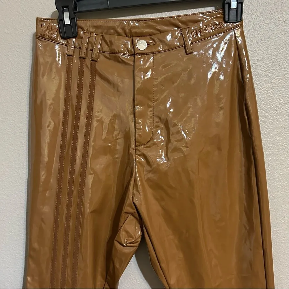 Adidas x Ivy Park brown embroidered latex pants women’s size small - Image 4