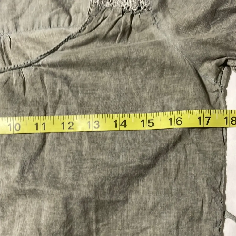 Organic cotton scoop neck crochet short sleeve tie back lightweight boho shirt - Image 5