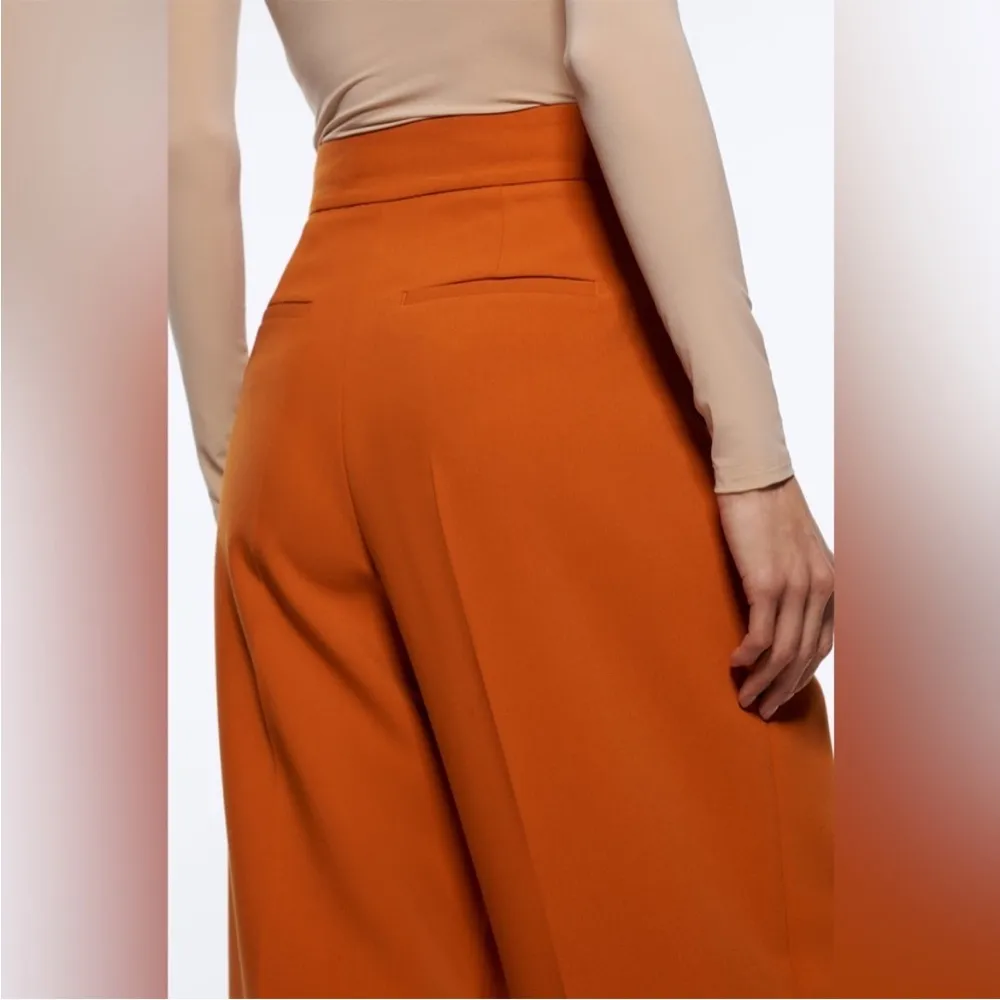NEW Zara High Waist Burnt Orange Stretch “THE GABRIELLE PANTS” Pant Trousers S - Image 13