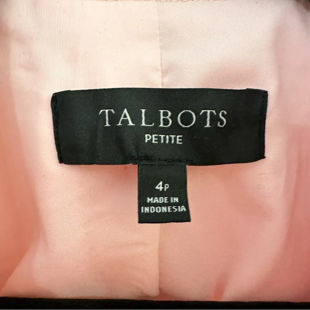 Talbots TEXTURED DOUBLE BREASTED BLAZER Pastel Warm Blush Pink sz 4P - Image 6