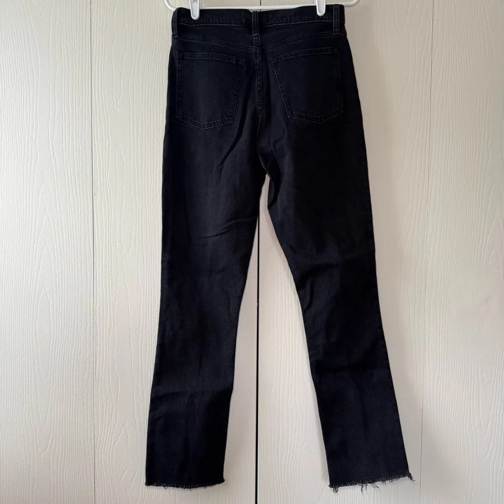 Abercrombie & Fitch Skinny High Rise Split Front Jeans In Washed Black Size 8 - Image 8