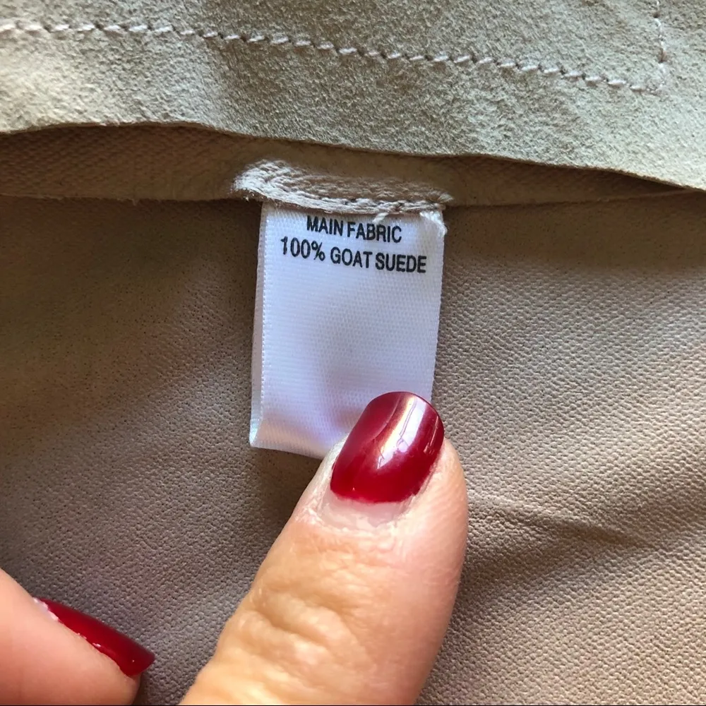 St. John Taupe Goat Suede Draped Open Jacket. Sz 2 - Image 14