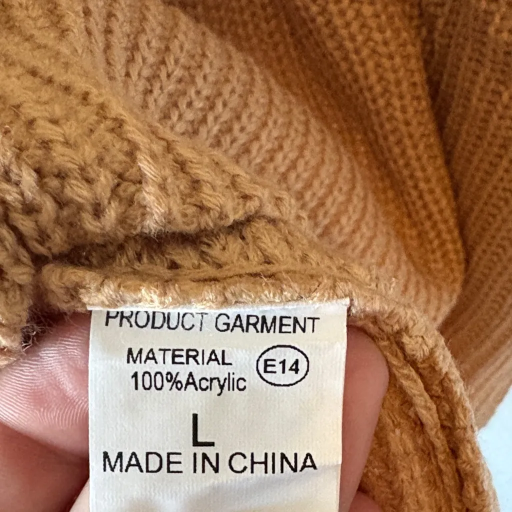 Cozy Tan Turtleneck Sweater Skirt Set Size L - Image 4