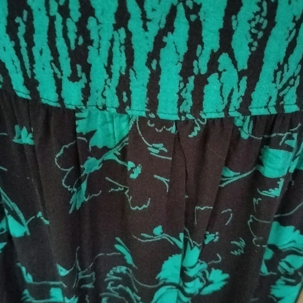 NEW Vintage Saint Tropez West Size 6 Maxi Dress Tropical Print Black Green - Image 3