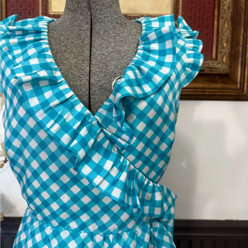 Kate Spade Aubrey Silk Blend Gingham Wrap Mini Dress ~ Size 6 🧡🍄 - Image 2