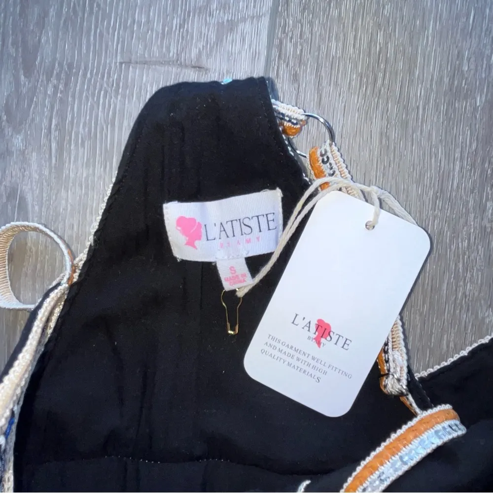 L'ATISTE NWT S Sleeveless Strap
V-neck Boho Embroidered Summer Dress Womens - Image 5