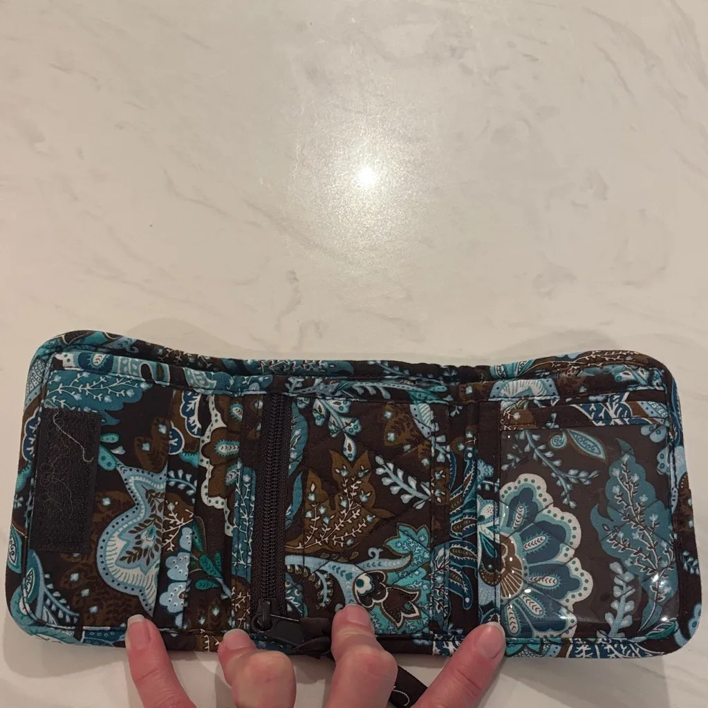 Retired Vera Bradley Pattern Teal and Brown Floral Wallet - Image 2