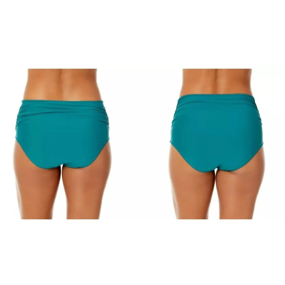 Anne Cole Bikini Bottom Convertible High Waist Shirred Ocean Green XL - Image 3