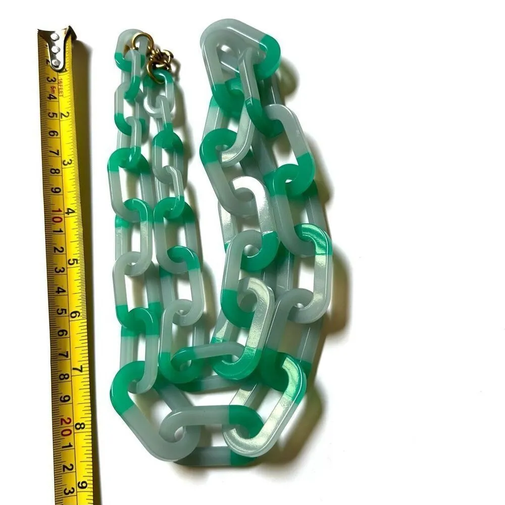 J.Crew  green acrylic chain necklace - Image 4