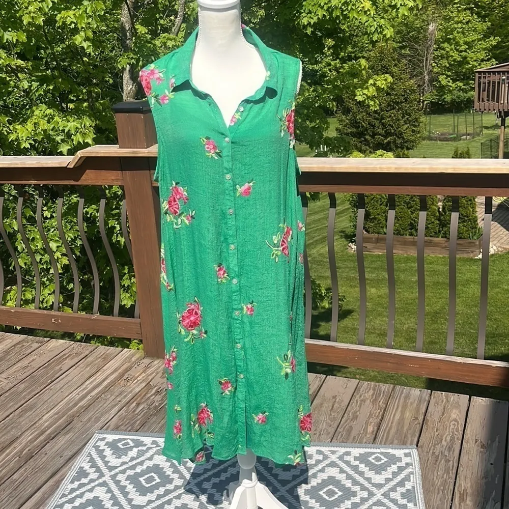 Hope Springs embroidered floral collared sleeveless dress size XXL midi - Image 12