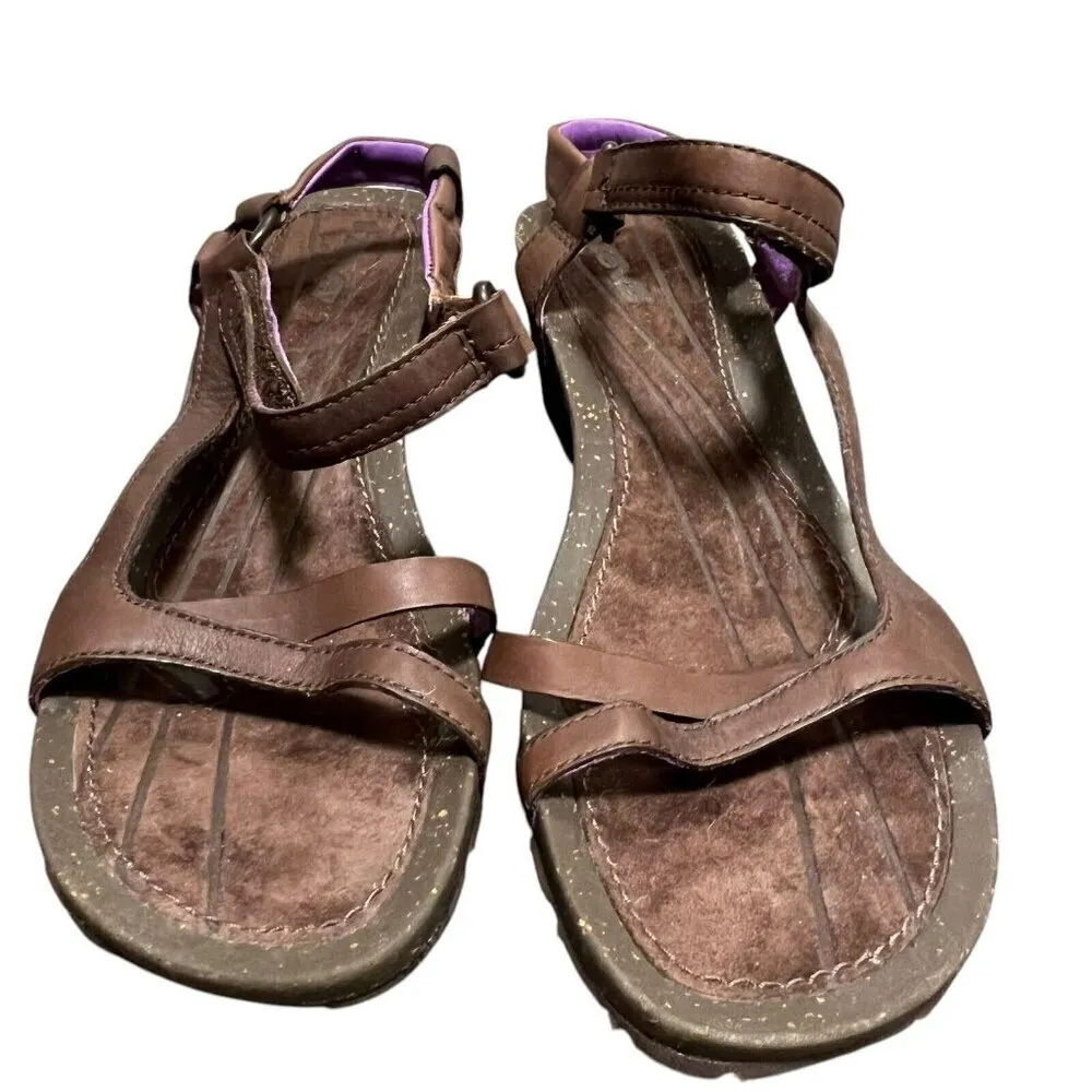 Teva Cabrillo‎ Women's Sandal Shoes Brown Leather Strappy Wedge 9.5 Outdoor - Image 3