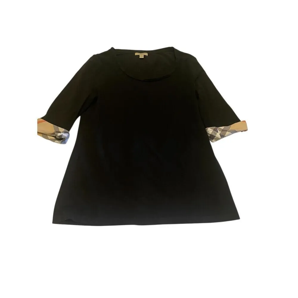 Burberry Brit Scoop Neck Jersey Tee Blouse Blavk Size L - Image 7