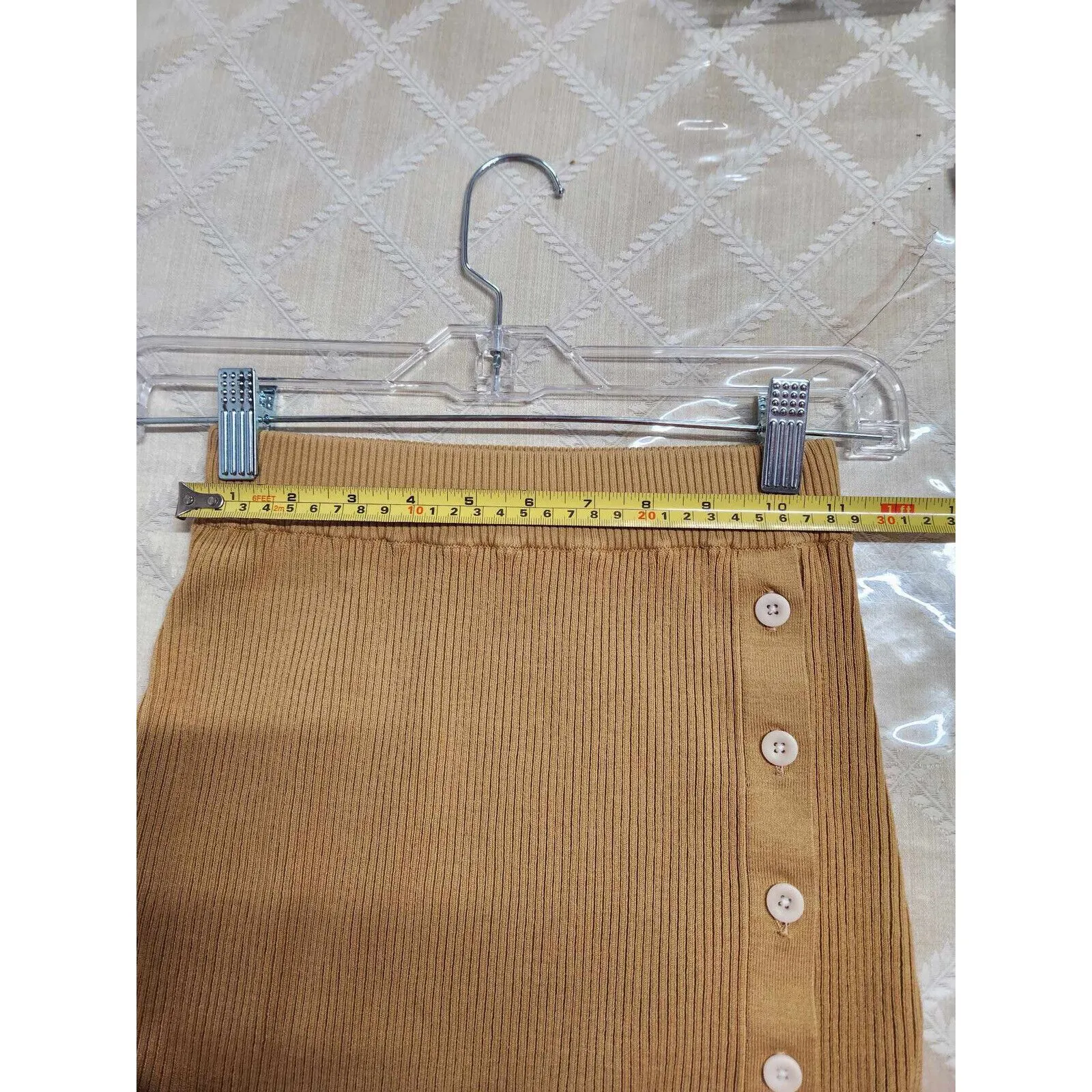 LITA BY CIARA Side Button Rib Organic Cotton Midi Skirt - Iced Coffee Sz XS. B30 - Image 10