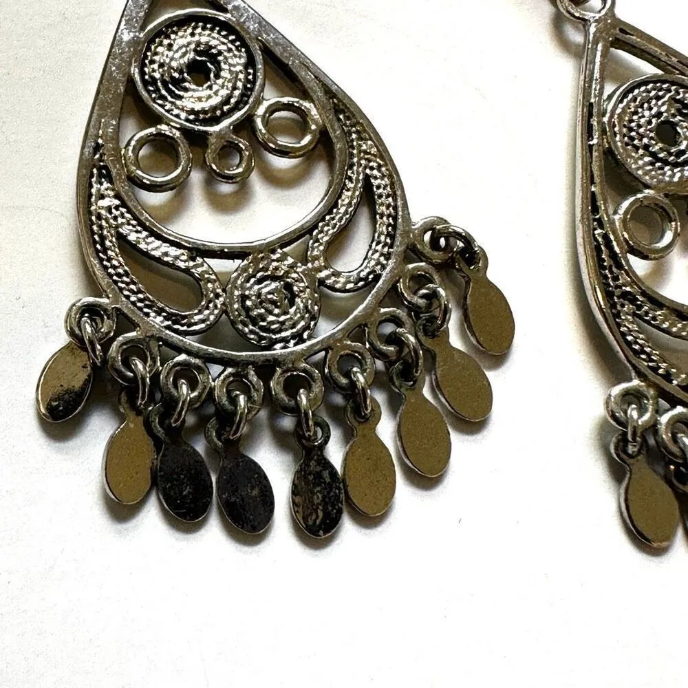 Silver tone teardrop earrings - Image 5