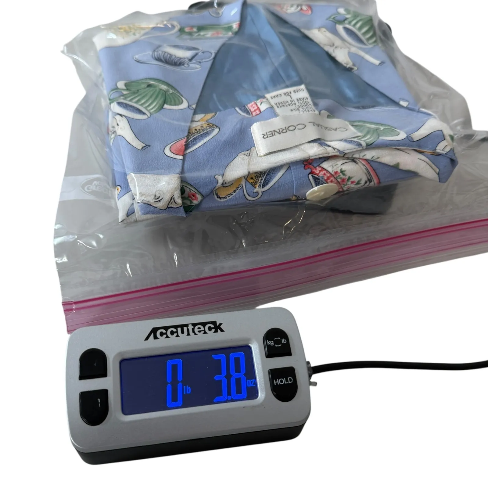 Vintage Casual Corner Women's Silk Tea Cup Teapot Print Vest Blue Size L Cottage Size L - Image 6