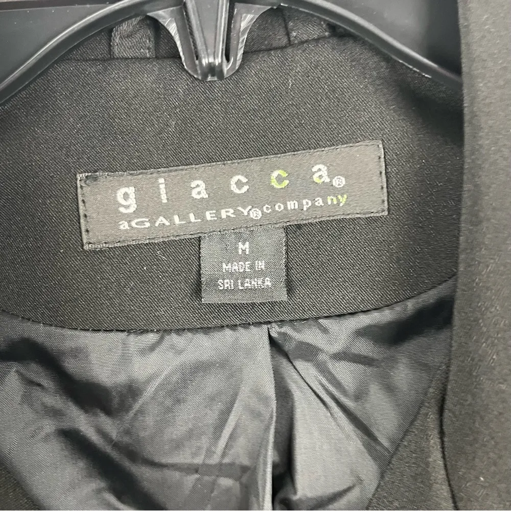 GIACCA By Gallery Black Lined Front Zipper Belted Waist Jacket, Size Medium - Image 3