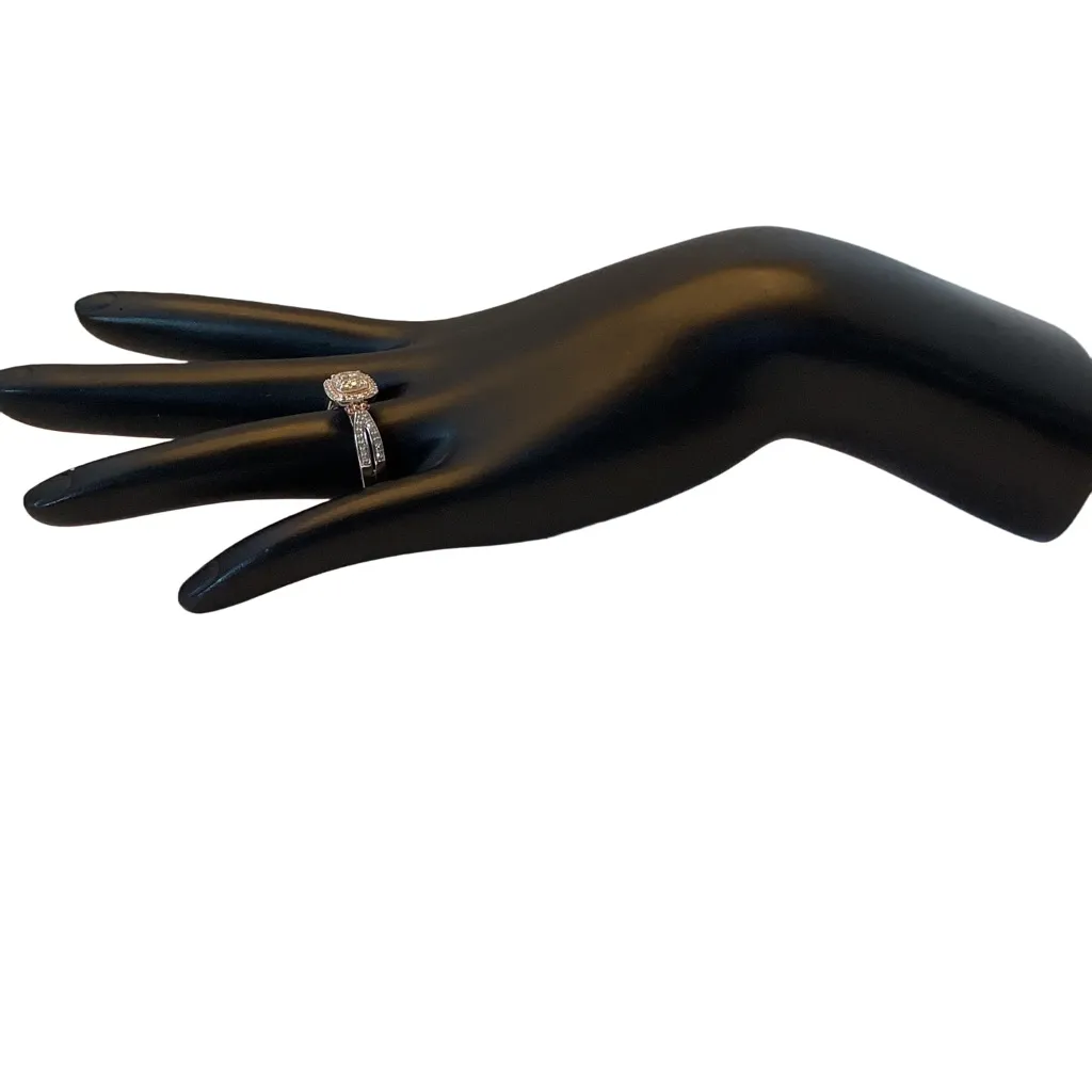 STERLING SILVER W/14K ROSE GOLD OVERLAY ACCENTS .33CTW GENUINE DIAMOND RING (7) - Image 3