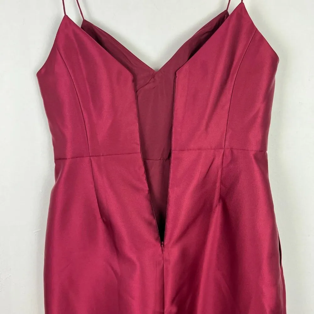 NWT  Draped Faux Wrap Cocktail Dress W/ Pockets Burgundy Size 16 D777 - Image 10