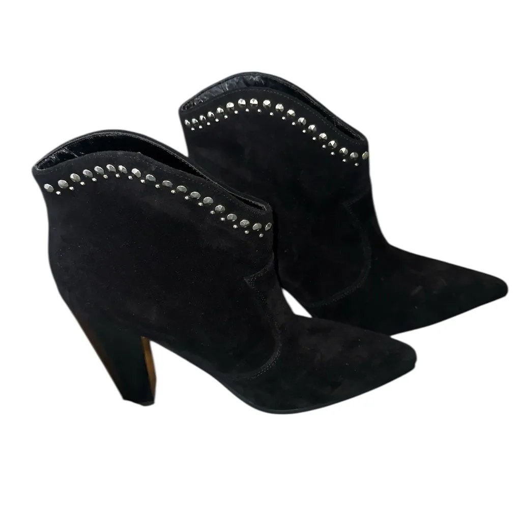 NEW Nine West Sera Black Suede Dress Booties Studded SZ-9 - Image 3